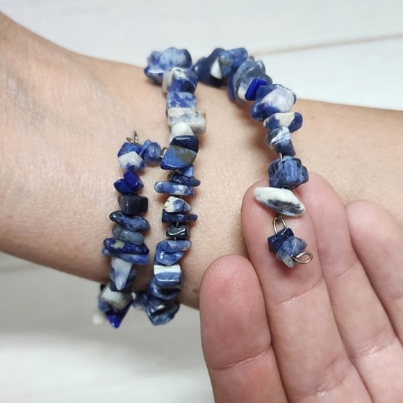 Sodalite Coil Wrap Beaded Bracelet Handmade - New - Picture 4 of 9